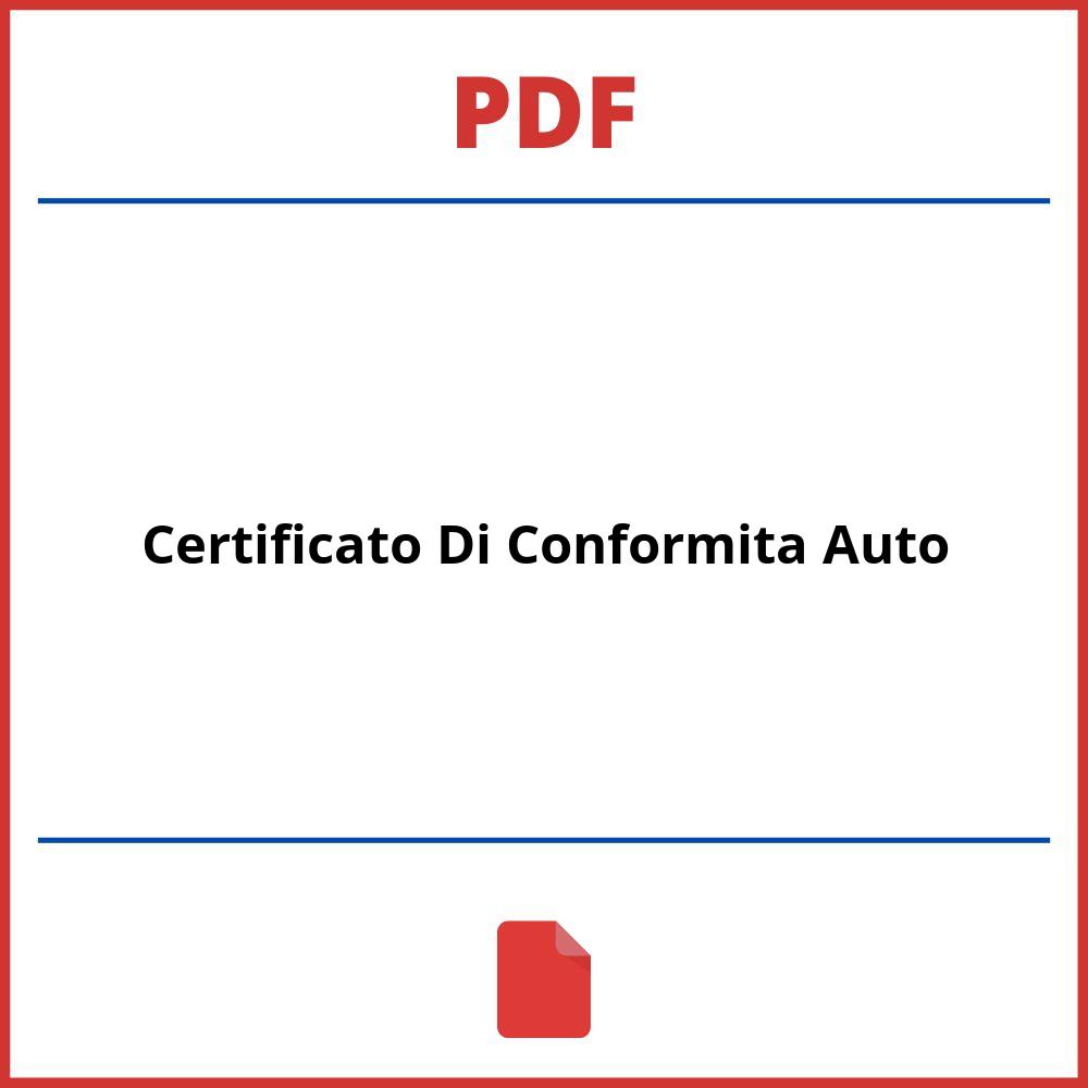 Certificato Di Conformità Auto Pdf