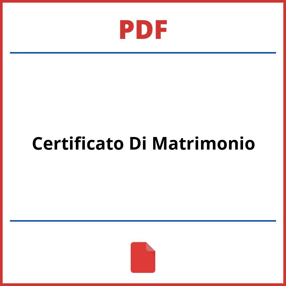 Certificato Di Matrimonio Pdf