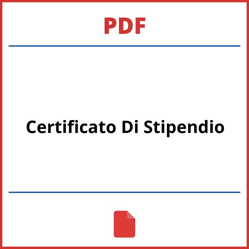 Certificato Di Stipendio Pdf