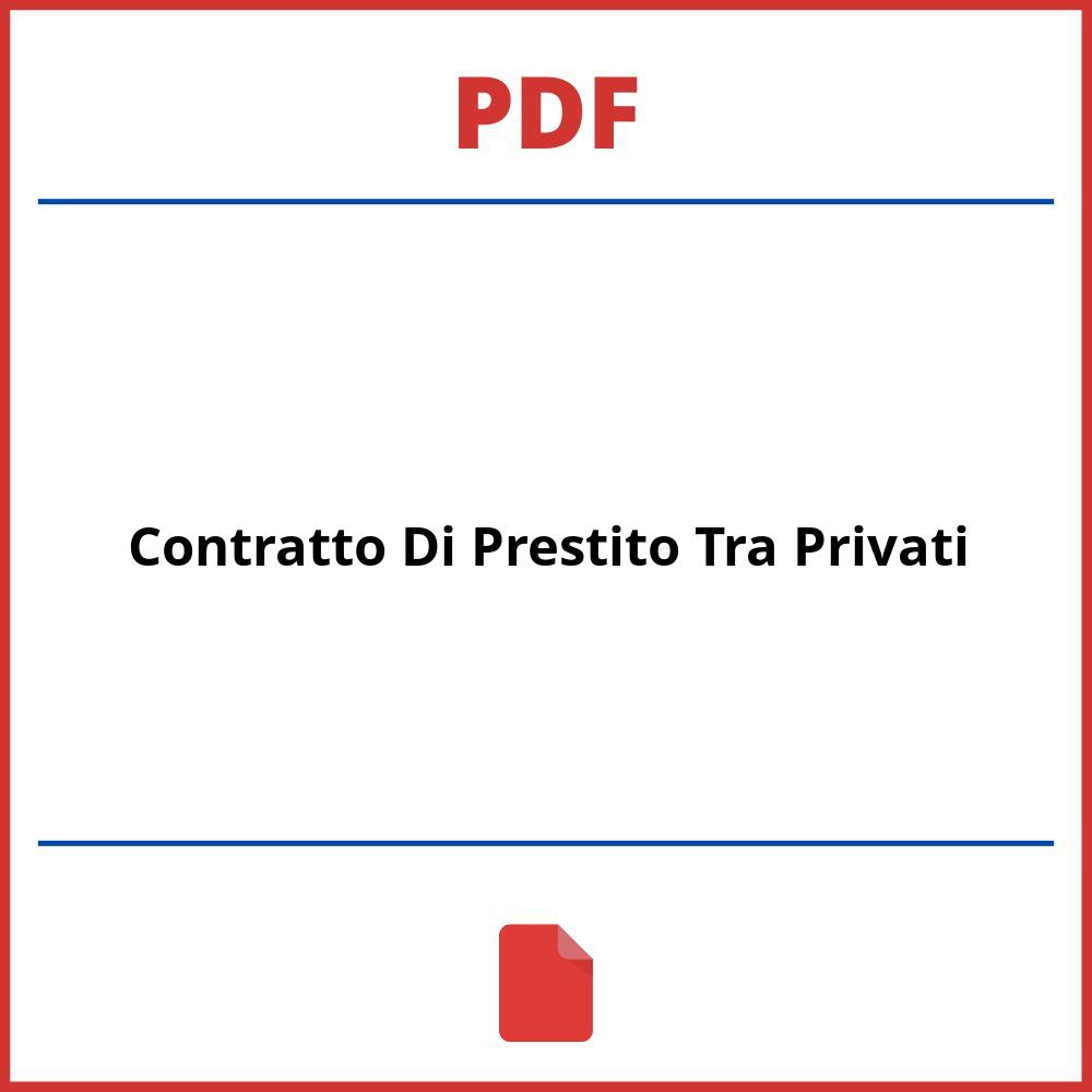 Contratto Di Prestito Tra Privati Pdf