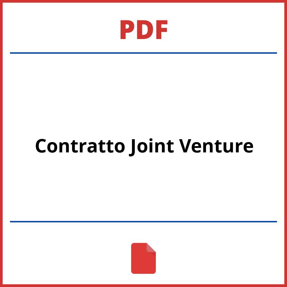 Contratto Joint Venture Pdf