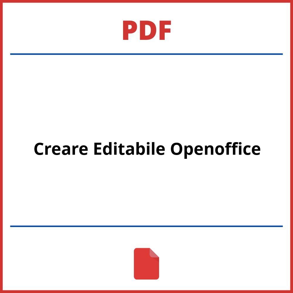Creare Pdf Editabile Openoffice