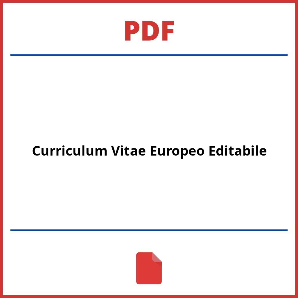 Curriculum Vitae Europeo Pdf Editabile