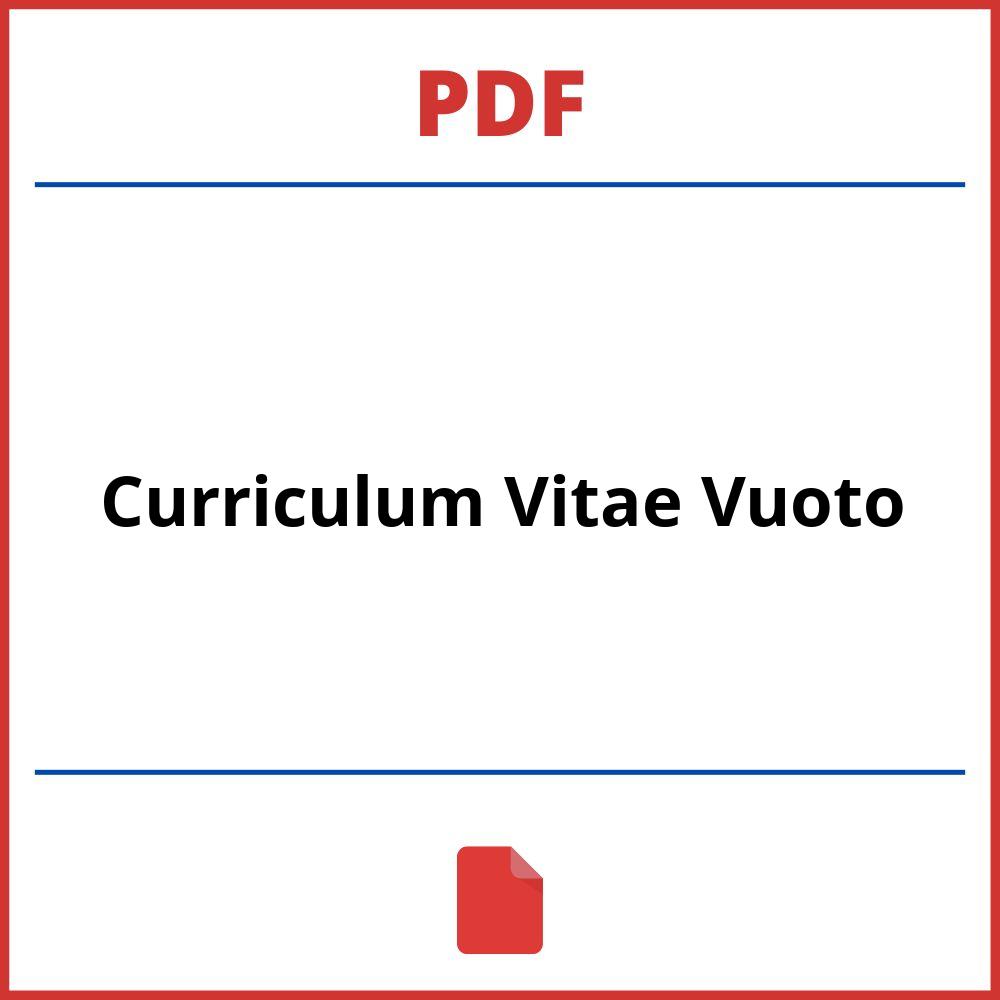 Curriculum Vitae Pdf Vuoto