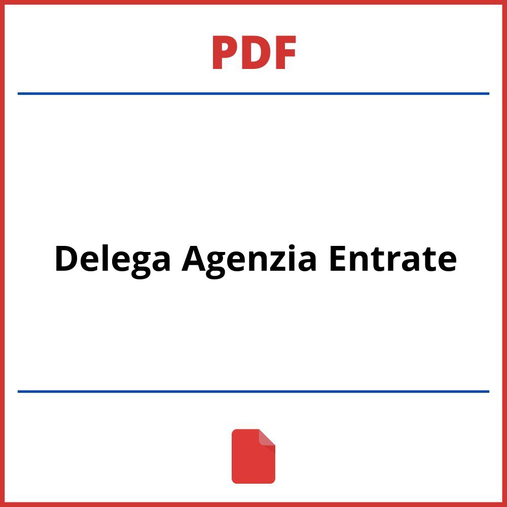 Delega Agenzia Entrate Pdf