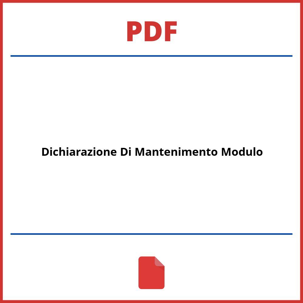 Dichiarazione Di Mantenimento Modulo Pdf