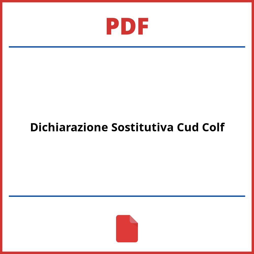 Dichiarazione Sostitutiva Cud Colf Pdf