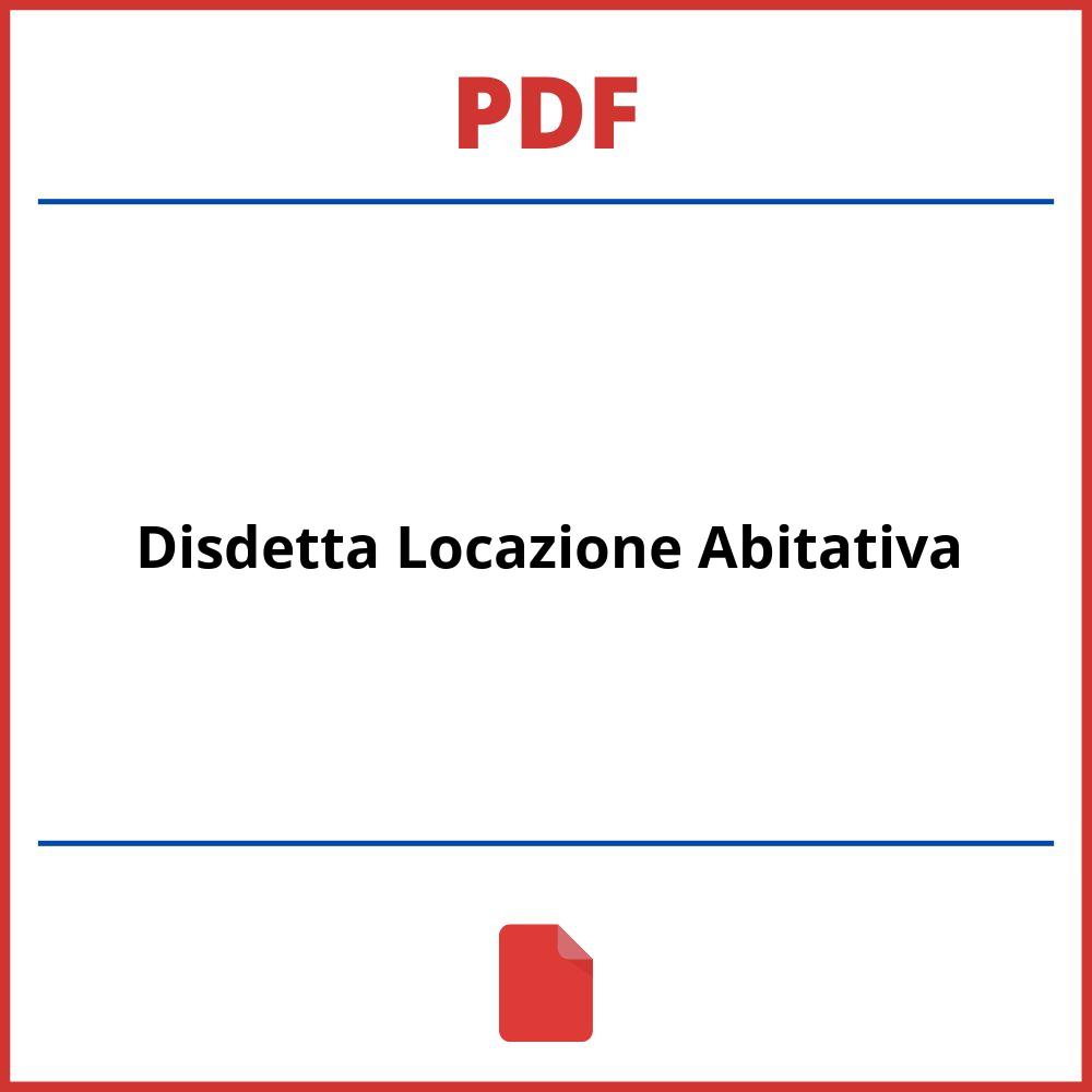 Disdetta Locazione Abitativa Pdf