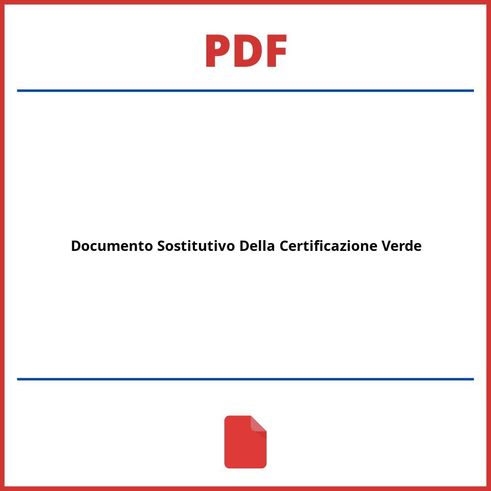 Documento Sostitutivo Della Certificazione Verde Pdf