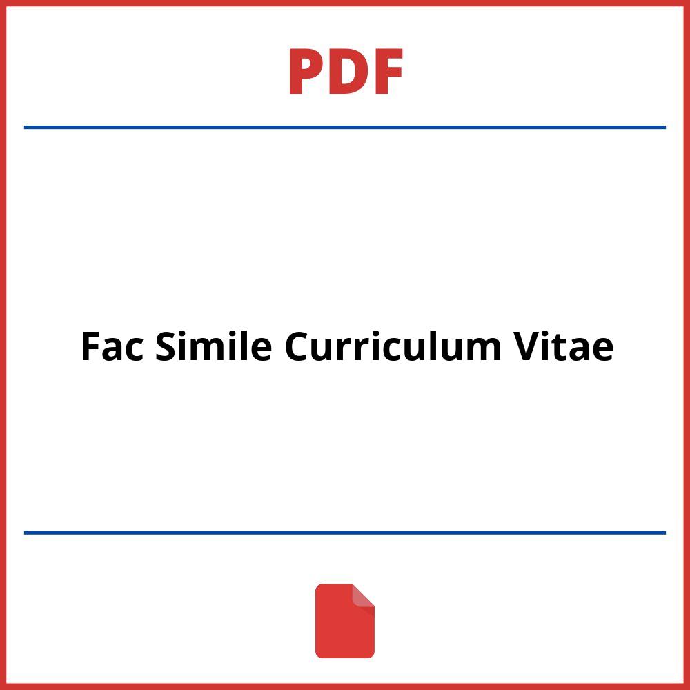 Fac Simile Curriculum Vitae Pdf