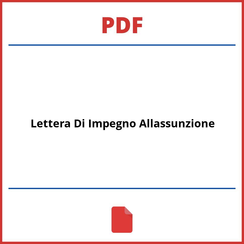 Lettera Di Impegno All'Assunzione Pdf