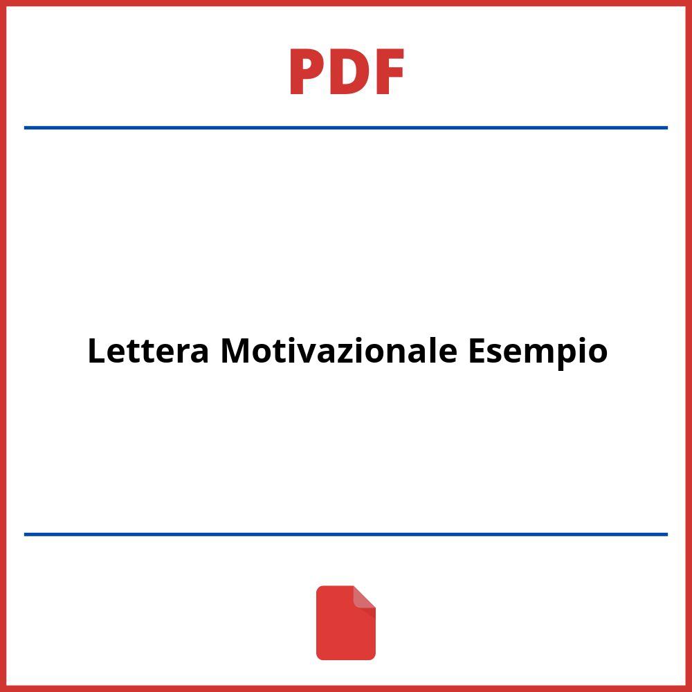 Lettera Motivazionale Esempio Pdf