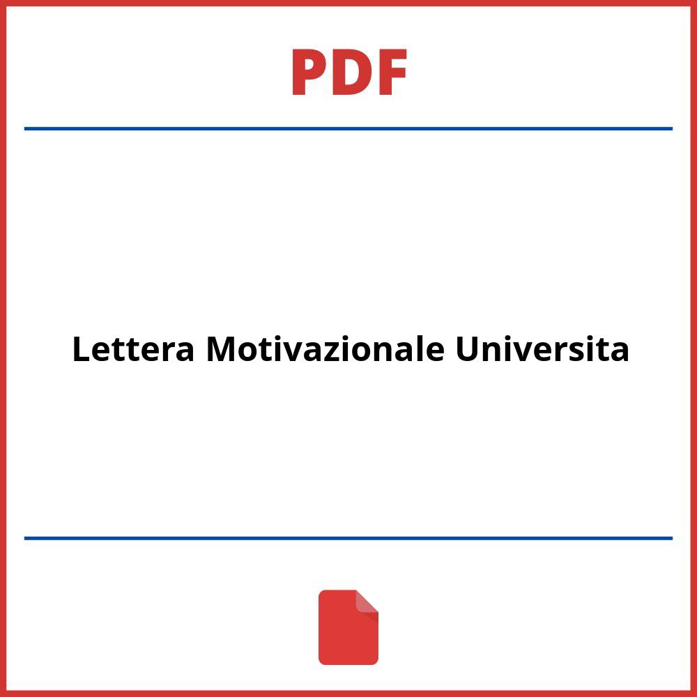 Lettera Motivazionale Università Pdf