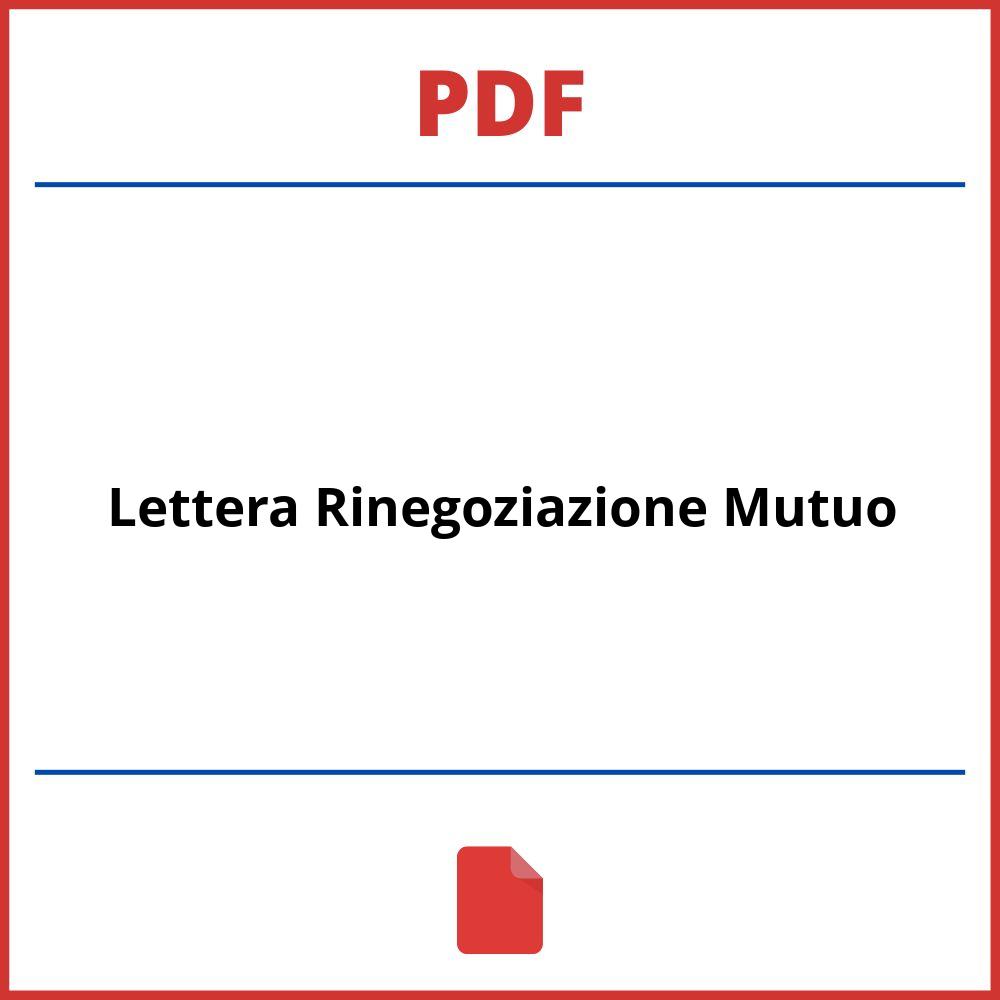 Lettera Rinegoziazione Mutuo Pdf