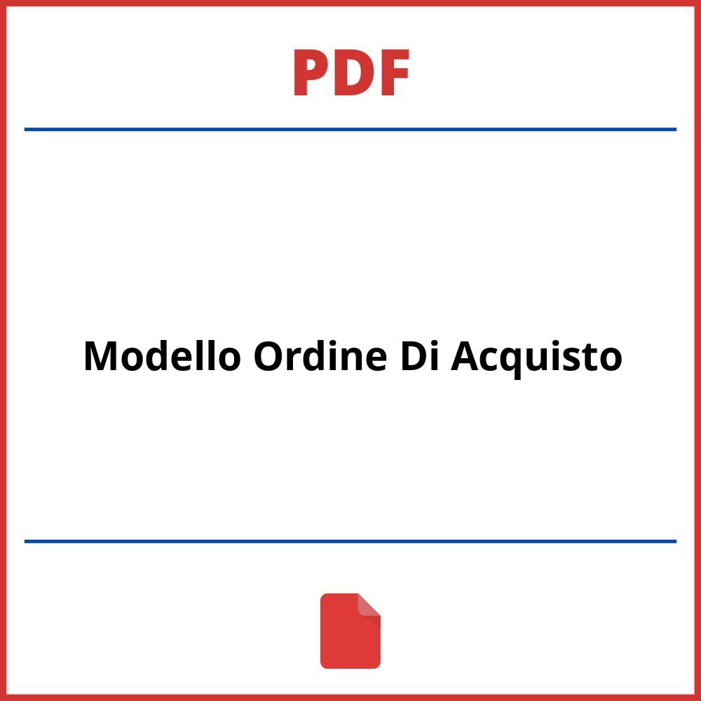 Modello Ordine Di Acquisto Pdf