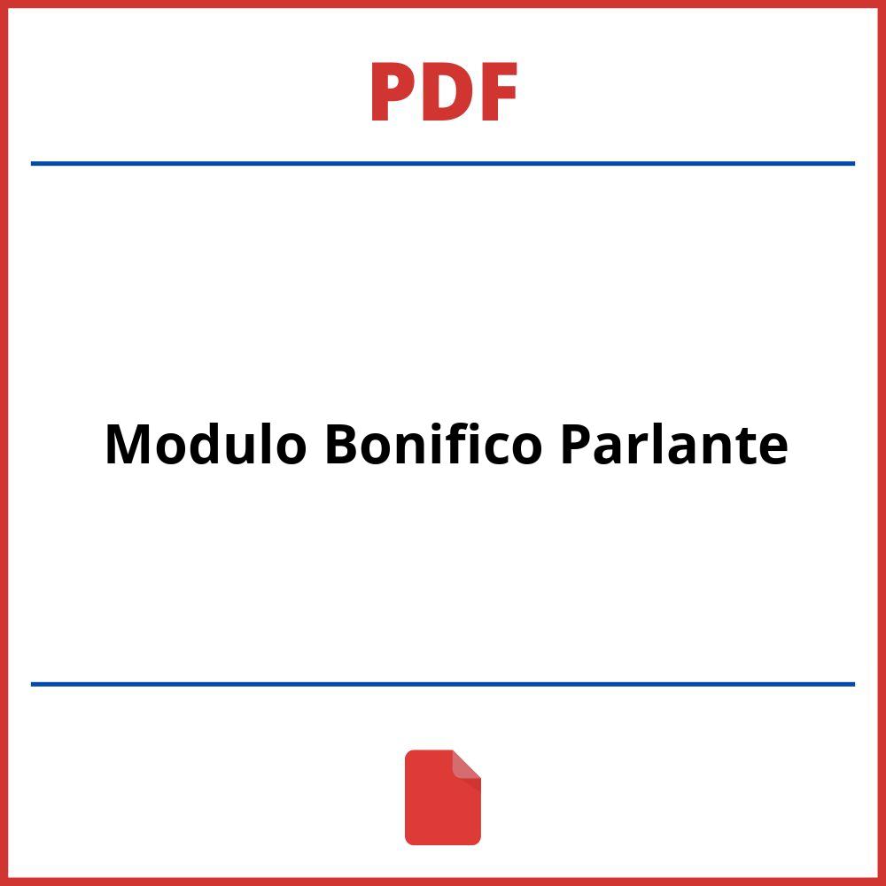 Modulo Bonifico Parlante Pdf