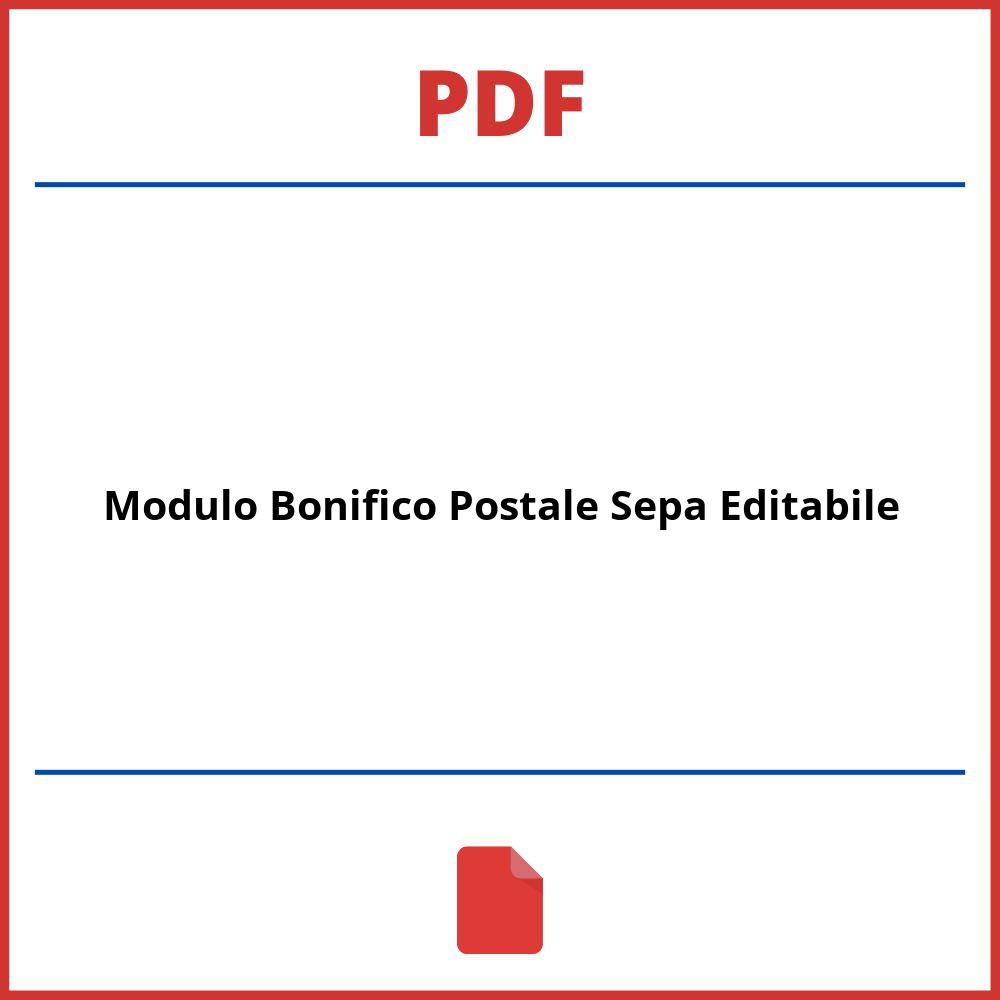 Modulo Bonifico Postale Sepa Pdf Editabile