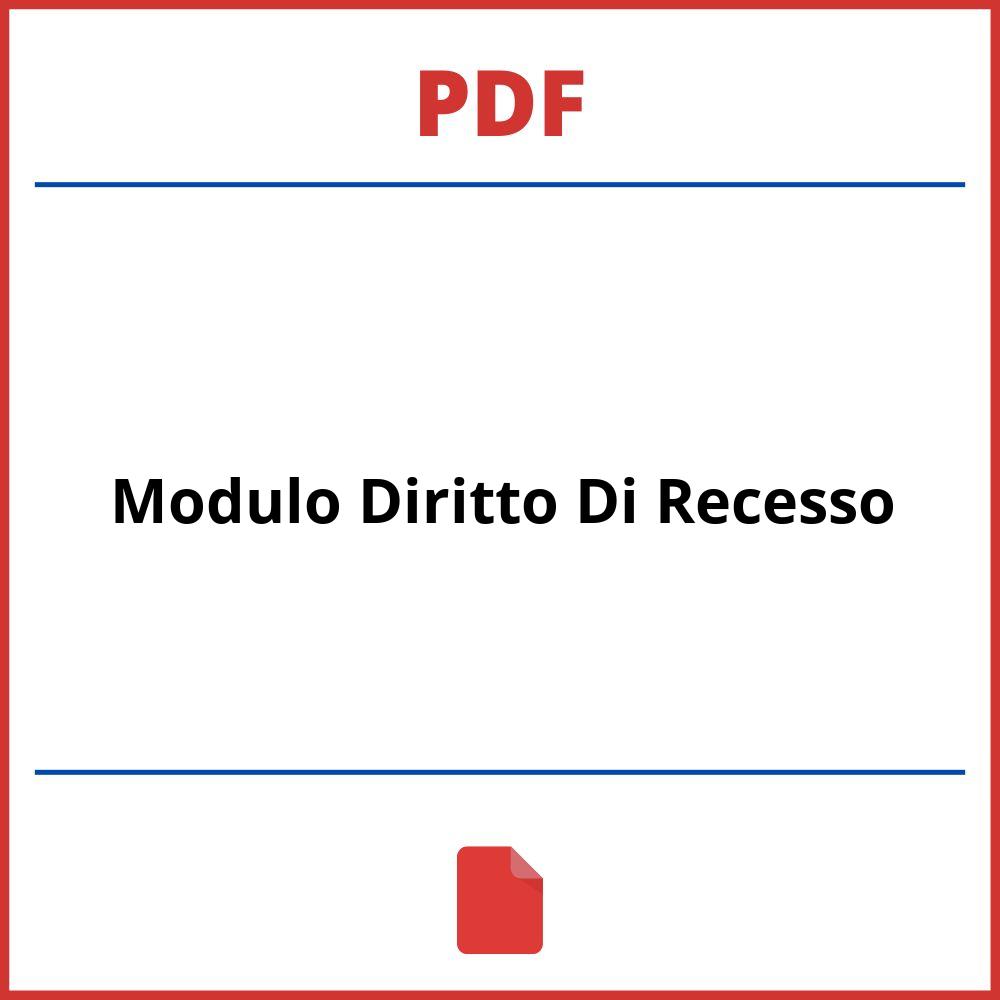 Modulo Diritto Di Recesso Pdf