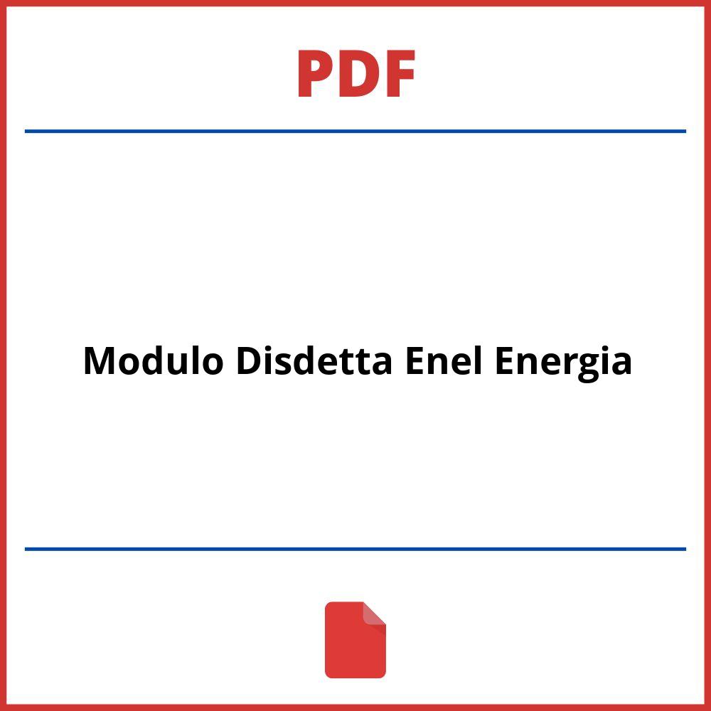 Modulo Disdetta Enel Energia Pdf