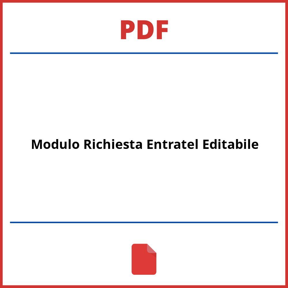 Modulo Richiesta Entratel Pdf Editabile