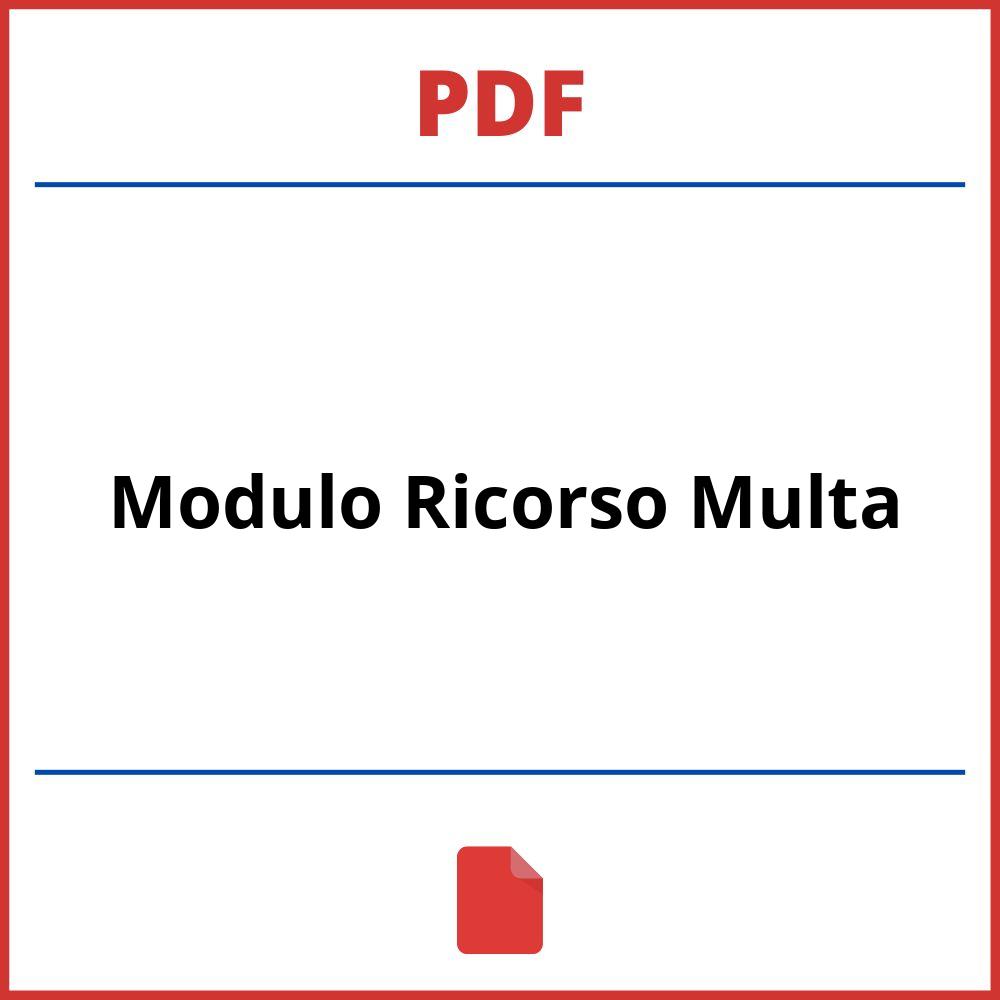 Modulo Ricorso Multa Pdf