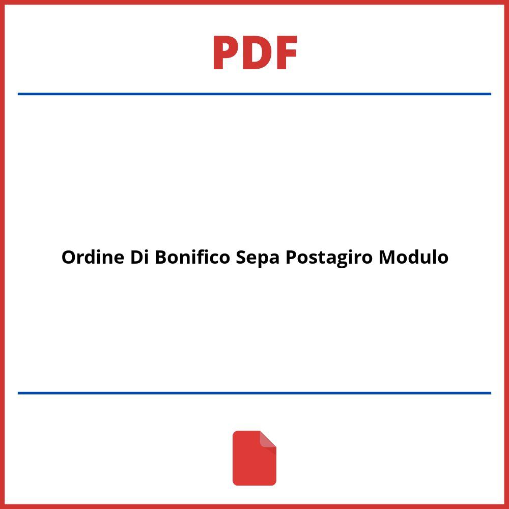 Ordine Di Bonifico Sepa Postagiro Modulo Pdf