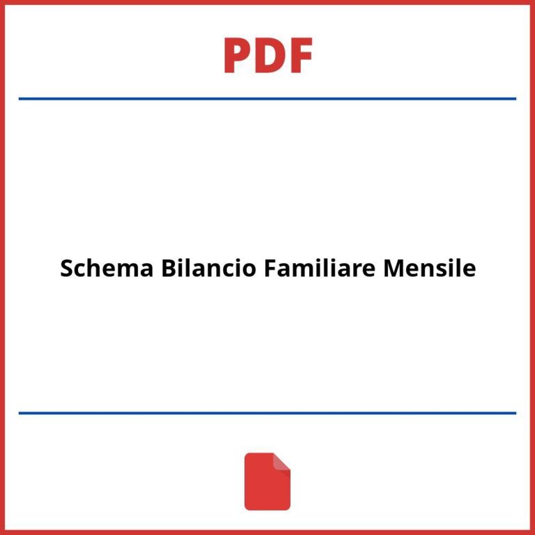 Stampabile Schema Bilancio Familiare Mensile Pdf