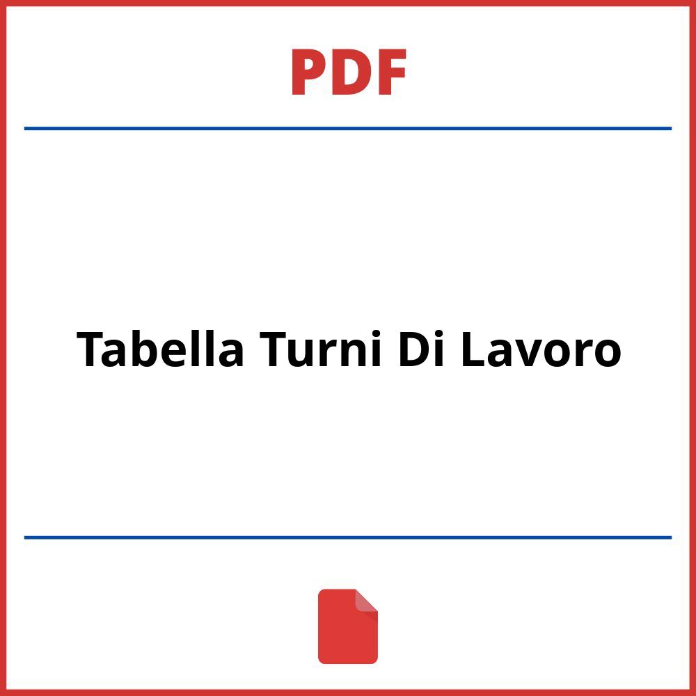 Tabella Turni Di Lavoro Pdf